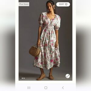 Anthropologie Somerset Puff Sleeve Dress 3x